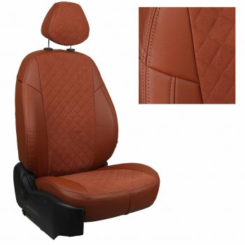 7 999 р. Чехлы на сиденья Алькантара ромб (к. Comfort Luxe экокожа) Автопилот  Уаз Патриот  23632 (2016-2025) 2-ой рестайлинг пикап (коричневый)  с доставкой в г. Таганрог. Увеличить фотографию 2