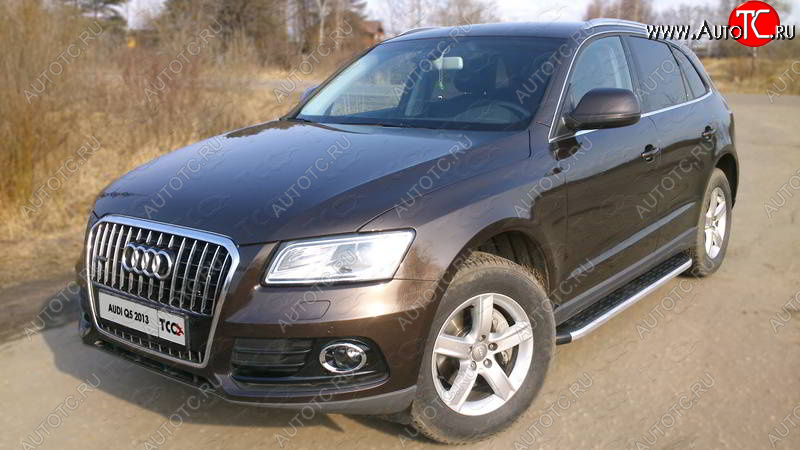 19 999 р. Алюминиевые порожки для ног с пластиковой накладкой TCC Tюнинг Audi Q5 8R дорестайлинг (2008-2012) (серый)  с доставкой в г. Таганрог