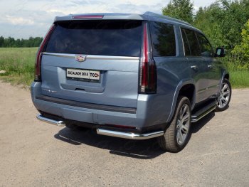 21 799 р. Защита задняя (уголки, нержавейка 76,1 мм) ТСС Тюнинг  Cadillac Escalade  GMTK2 джип 5 дв. (2015-2020) короткая база  с доставкой в г. Таганрог. Увеличить фотографию 1