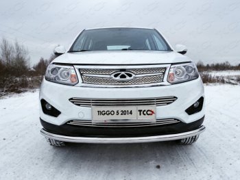 7 699 р. Средняя декоративная вставка в бампер ТСС Тюнинг  Chery Tiggo 5  (T21) (2014-2017) дорестайлинг (d 12 мм)  с доставкой в г. Таганрог. Увеличить фотографию 1