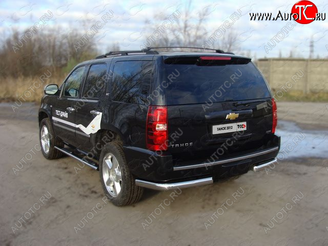 23 899 р. Защита задняя (уголки, нержавейка 75*42 мм) ТСС Тюнинг  Chevrolet Tahoe ( GMT900,  K2UC) (2006-2021) 5 дв.  с доставкой в г. Таганрог