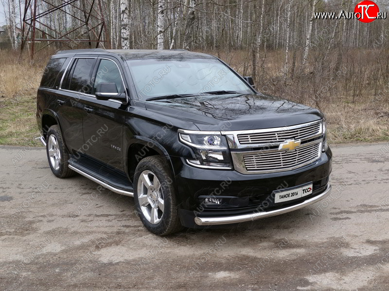 24 949 р. Защита переднего бампера нижняя 76,1 мм ТСС Тюнинг  Chevrolet Tahoe  GMT900 (2006-2013) 5 дв. (нержавейка)  с доставкой в г. Таганрог