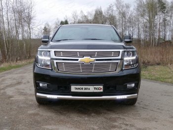 40 999 р. Защита переднего бампера нижняя с ДХО 76,1 мм ТСС Тюнинг  Chevrolet Tahoe ( GMT900,  K2UC) (2006-2021) 5 дв. (нержавейка)  с доставкой в г. Таганрог. Увеличить фотографию 1