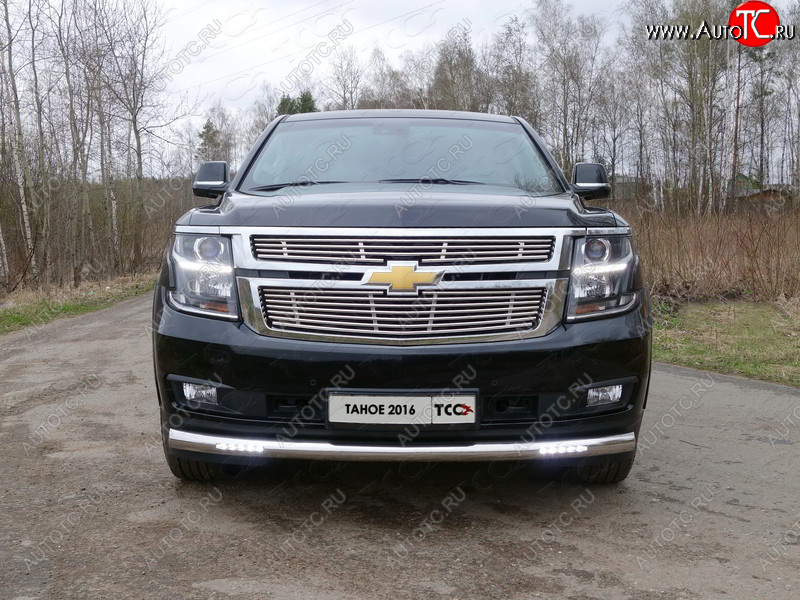 40 999 р. Защита переднего бампера нижняя с ДХО 76,1 мм ТСС Тюнинг  Chevrolet Tahoe ( GMT900,  K2UC) (2006-2021) 5 дв. (нержавейка)  с доставкой в г. Таганрог