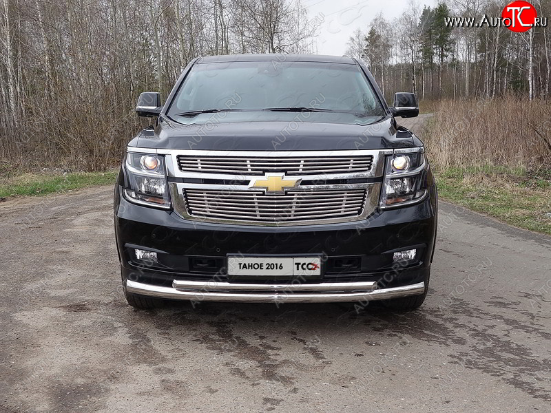 36 999 р. Защита передняя нижняя двойная 76,1*50,8 мм Тюнинг  Chevrolet Tahoe ( GMT900,  K2UC) (2006-2021) 5 дв. (нержавейка)  с доставкой в г. Таганрог