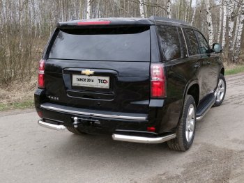 21 799 р. Защита задняя (уголки, нержавейка 76,1 мм) ТСС Тюнинг  Chevrolet Tahoe  K2UC (2014-2021)  с доставкой в г. Таганрог. Увеличить фотографию 1