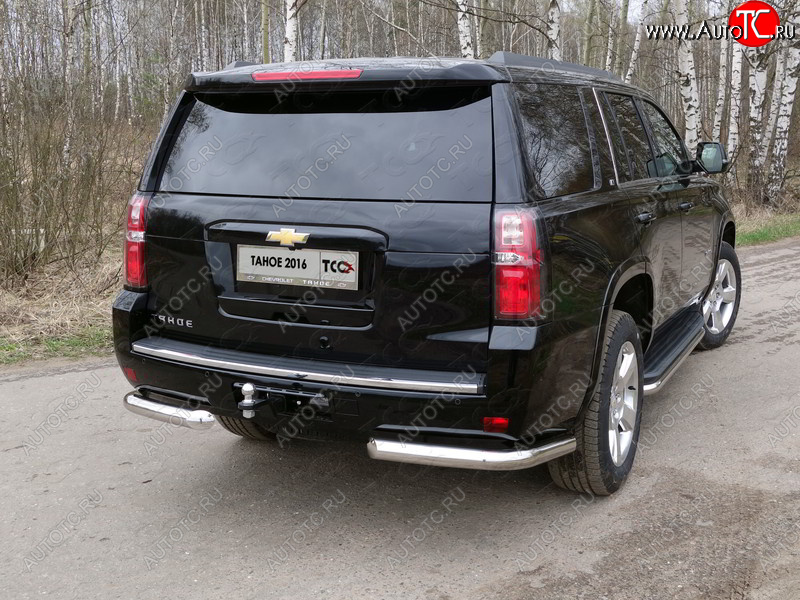 21 799 р. Защита задняя (уголки, нержавейка 76,1 мм) ТСС Тюнинг  Chevrolet Tahoe  K2UC (2014-2021)  с доставкой в г. Таганрог