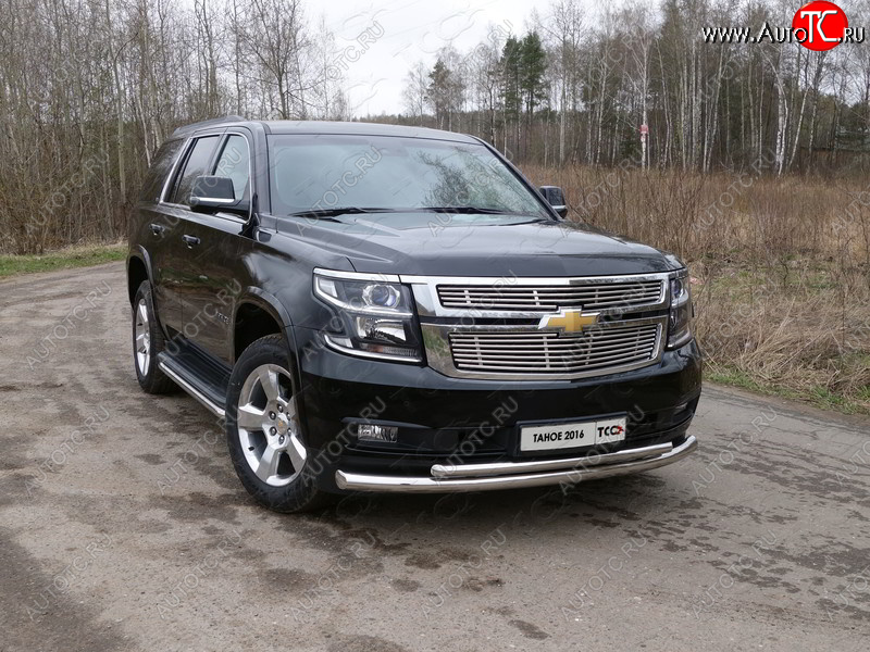 36 999 р. Защита передняя нижняя двойная 76,1*50,8 мм Тюнинг  Chevrolet Tahoe  K2UC (2014-2021) (нержавейка)  с доставкой в г. Таганрог