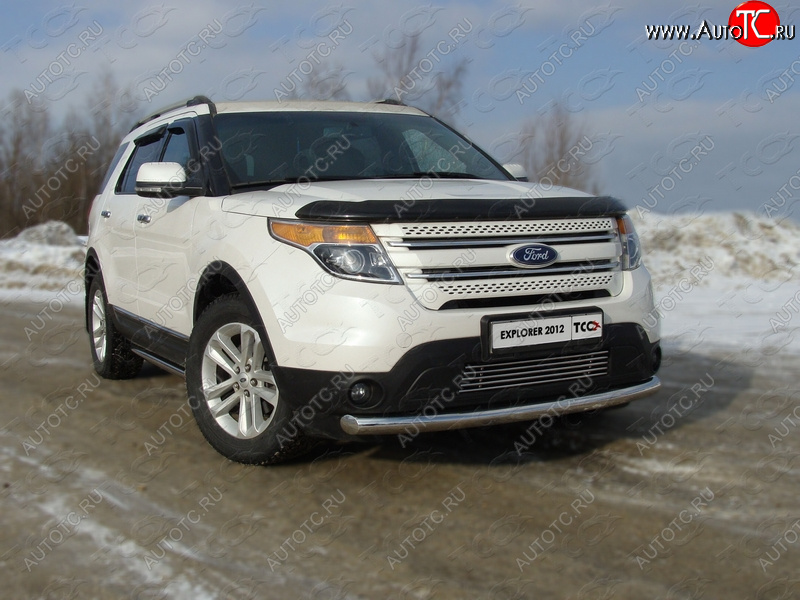 20 999 р. Защита переднего бампера нижняя 76,1 мм ТСС Тюнинг  Ford Explorer  U502 (2010-2016) дорестайлинг (нержавейка)  с доставкой в г. Таганрог