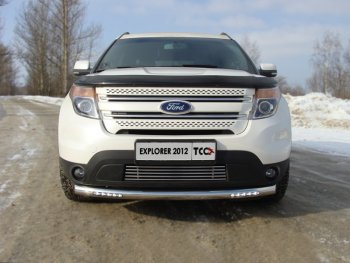 40 999 р. Защита переднего бампера с ходовыми огнями d76,1 мм ТСС Тюнинг  Ford Explorer  U502 (2010-2016) дорестайлинг (нержавейка)  с доставкой в г. Таганрог. Увеличить фотографию 1