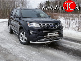 21 799 р. Защита переднего бампера нижняя 76,1 мм ТСС Тюнинг  Ford Explorer  U502 (2015-2018) 1-ый рестайлинг, 5 дв. (нержавейка)  с доставкой в г. Таганрог