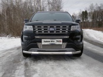 40 999 р. Защита переднего бампера нижняя с ДХО 76,1 мм ТСС Тюнинг  Ford Explorer  U502 (2015-2018) 1-ый рестайлинг, 5 дв. (нержавейка)  с доставкой в г. Таганрог. Увеличить фотографию 1