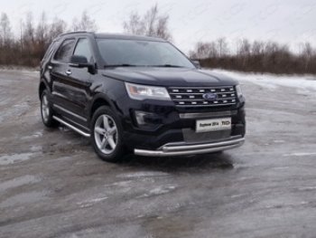 27 999 р. Защита передняя нижняя двойная 76,1*50,8 мм Тюнинг  Ford Explorer  U502 (2015-2018) 1-ый рестайлинг, 5 дв. (нержавейка)  с доставкой в г. Таганрог. Увеличить фотографию 1