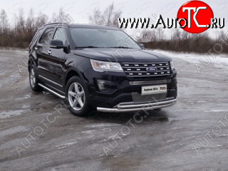 27 999 р. Защита передняя нижняя двойная 76,1*50,8 мм Тюнинг  Ford Explorer  U502 (2015-2018) 1-ый рестайлинг, 5 дв. (нержавейка)  с доставкой в г. Таганрог