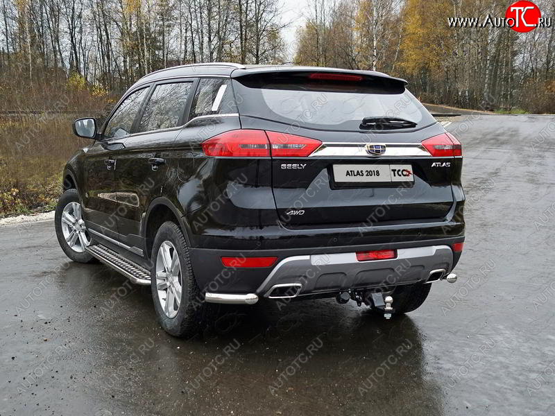 9 349 р. Защита заднего бампера (уголки, d60,3 мм) TCC  Geely Atlas  NL3 (2016-2022)  с доставкой в г. Таганрог