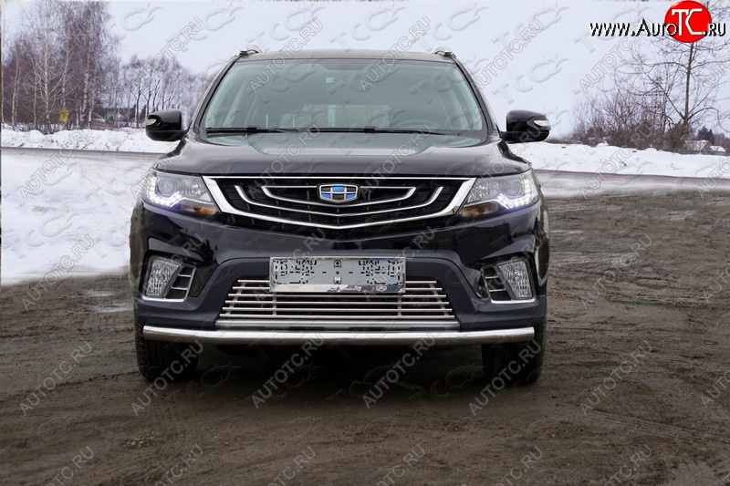 8 799 р. Нижняя декоративная вставка в бампер ТСС Тюнинг Geely Emgrand X7 2-ой рестайлинг (2019-2021) (d 12 мм)  с доставкой в г. Таганрог