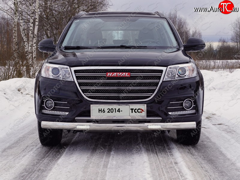 40 999 р. Защита передняя нижняя овальная с ДХО 75х42 мм ТСС Тюнинг  Haval H6 (2013-2020) (нержавейка)  с доставкой в г. Таганрог