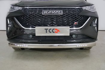 29 649 р. Защита передняя нижняя овальная с ДХО 75х42 мм ТСС Тюнинг  Haval F7x (2022-2024) рестайлинг (нержавейка)  с доставкой в г. Таганрог. Увеличить фотографию 1