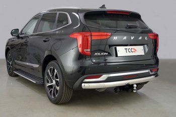 20 599 р. Защита заднего бампера (1.5 2WD, овальная, d75х42 мм) TCC  Haval Jolion (2020-2024) дорестайлинг  с доставкой в г. Таганрог. Увеличить фотографию 1