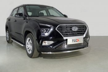 17 099 р. Защита переднего бампера нижняя d42,4 мм ТСС Тюнинг Hyundai Creta SU (2020-2022) (нержавейка)  с доставкой в г. Таганрог. Увеличить фотографию 1