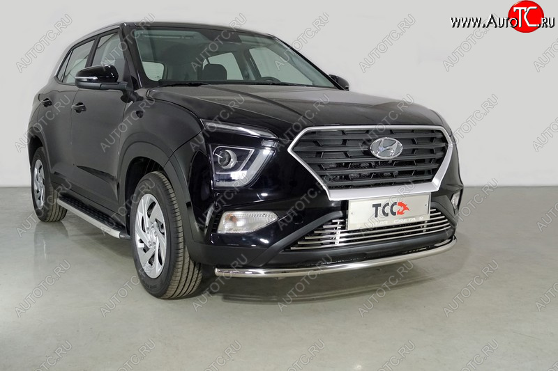 17 099 р. Защита переднего бампера нижняя d42,4 мм ТСС Тюнинг Hyundai Creta SU (2020-2022) (нержавейка)  с доставкой в г. Таганрог