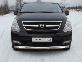 43 849 р. Защита переднего бампера нижняя с ДХО 75х42 мм ТСС Тюнинг  Hyundai Starex/Grand Starex/H1  TQ (2014-2018) рестайлинг (нержавейка)  с доставкой в г. Таганрог. Увеличить фотографию 1