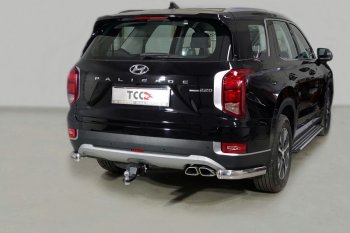 Защита задняя (уголки овальные, нержавейка 75х42 мм) ТСС Тюнинг Hyundai Palisade LX2 (2018-2022) ()