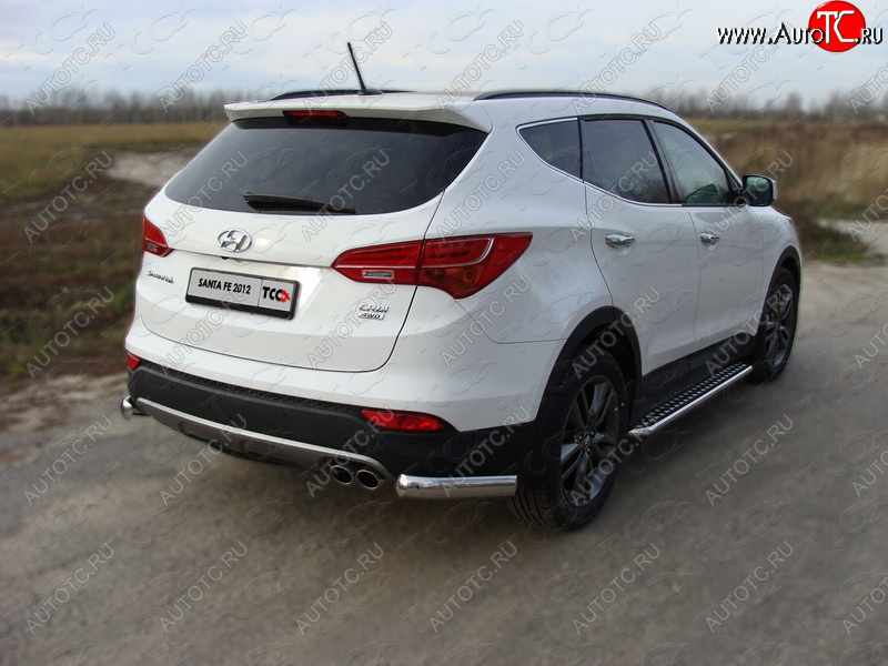 12 999 р. Защита заднего бампера (уголки, d75х42 мм) TCC Hyundai Santa Fe DM дорестайлинг (2012-2016)  с доставкой в г. Таганрог