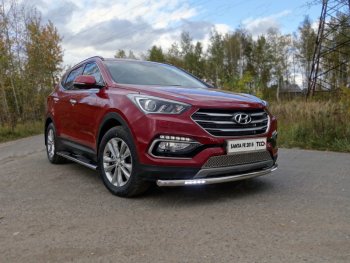 34 999 р. Защита переднего бампера нижняя с ДХО 60,3 мм ТСС Тюнинг Hyundai Santa Fe DM рестайлинг (2015-2019) (нержавейка)  с доставкой в г. Таганрог. Увеличить фотографию 1