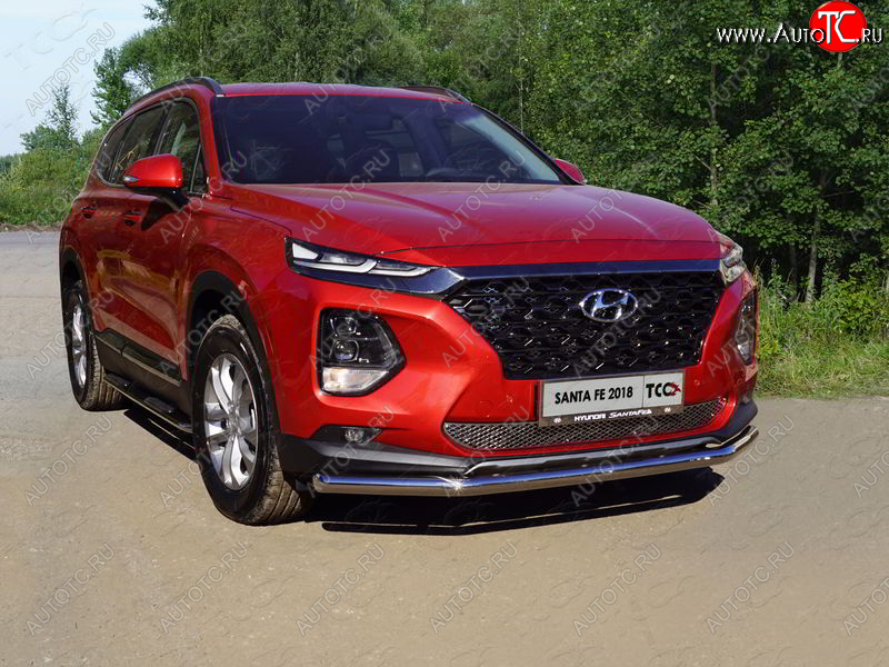 18 699 р. Защита переднего бампера нижняя d60,3 мм ТСС Тюнинг  Hyundai Santa Fe  TM (2018-2021) дорестайлинг (нержавейка)  с доставкой в г. Таганрог