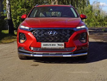 33 999 р. Защита переднего бампера нижняя с ДХО 60,3 мм ТСС Тюнинг  Hyundai Santa Fe  TM (2018-2021) дорестайлинг (нержавейка)  с доставкой в г. Таганрог. Увеличить фотографию 1