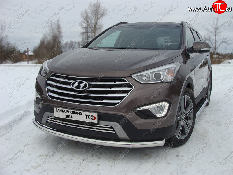 15 549 р. Защита переднего бампера нижняя d60,3 мм ТСС Тюнинг  Hyundai Grand Santa Fe  1 DM (2013-2016) дорестайлинг (нержавейка)  с доставкой в г. Таганрог