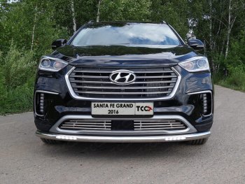 35 849 р. Защита переднего бампера нижняя с ДХО 60,3 мм ТСС Тюнинг  Hyundai Grand Santa Fe  1 DM (2016-2018) рестайлинг (нержавейка)  с доставкой в г. Таганрог. Увеличить фотографию 1