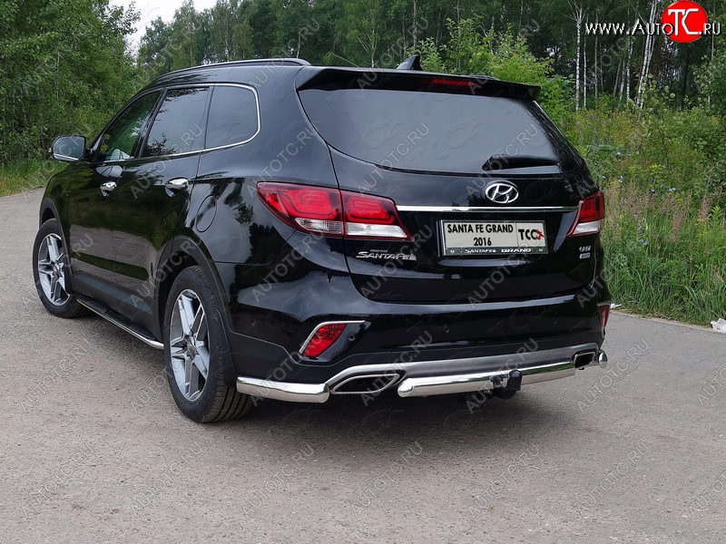 16 299 р. Защита задняя (центральная овальная 75х42 мм) ТСС Тюнинг  Hyundai Santa Fe  DM (2015-2019) рестайлинг  с доставкой в г. Таганрог