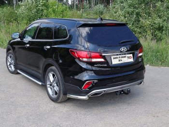 Защита заднего бампера (уголки, d60,3 мм) TCC Hyundai (Хюндаи) Santa Fe (Санта)  DM (2015-2019) DM рестайлинг