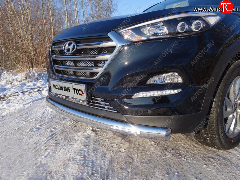 43 849 р. Защита передняя нижняя овальная с ДХО 75х42 мм ТСС Тюнинг  Hyundai Tucson  TL (2015-2018) дорестайлинг (нержавейка)  с доставкой в г. Таганрог