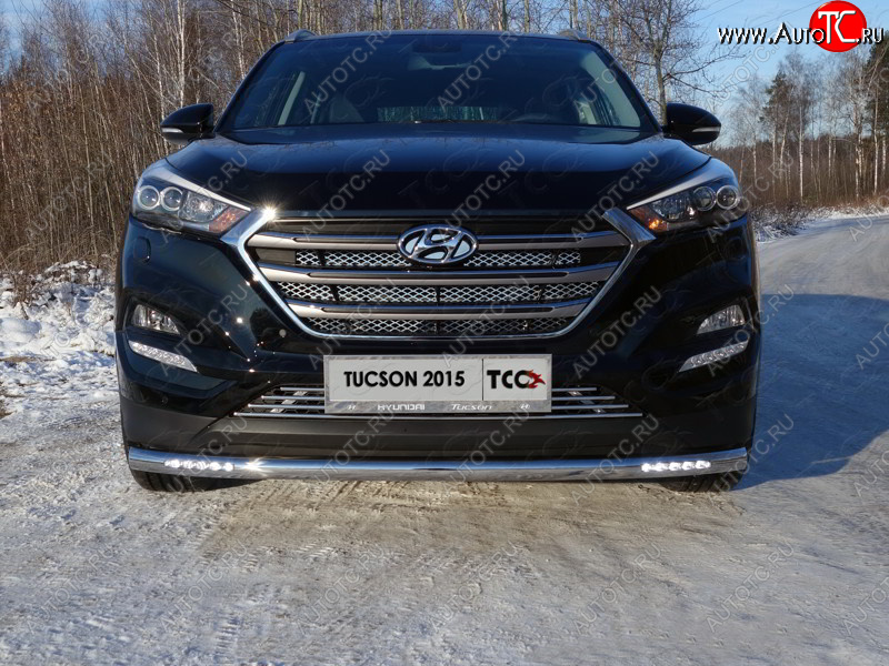 38 949 р. Защита переднего бампера нижняя с ДХО 60,3 мм ТСС Тюнинг  Hyundai Tucson  TL (2015-2018) дорестайлинг (нержавейка)  с доставкой в г. Таганрог