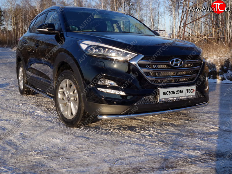 16 549 р. Защита переднего бампера нижняя d42,4 мм ТСС Тюнинг Hyundai Tucson TL дорестайлинг (2015-2018) (нержавейка)  с доставкой в г. Таганрог