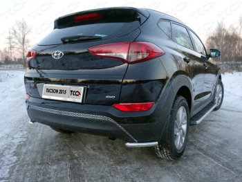 Защита заднего бампера (уголки, d42,4 мм) TCC Hyundai (Хюндаи) Tucson (Туссон)  TL (2015-2018) TL дорестайлинг