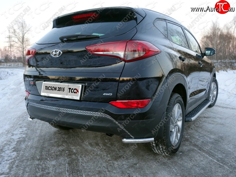 12 299 р. Защита заднего бампера (уголки, d42,4 мм) TCC  Hyundai Tucson  TL (2015-2018) дорестайлинг  с доставкой в г. Таганрог