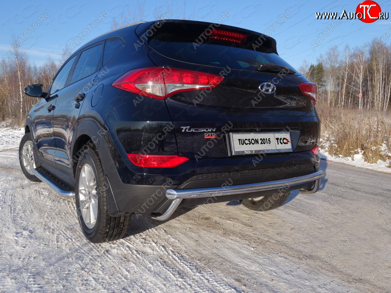 23 999 р. Защита задняя (нержавейка 60,3*42,4 мм) ТСС Тюнинг  Hyundai Tucson  TL (2015-2018) дорестайлинг  с доставкой в г. Таганрог