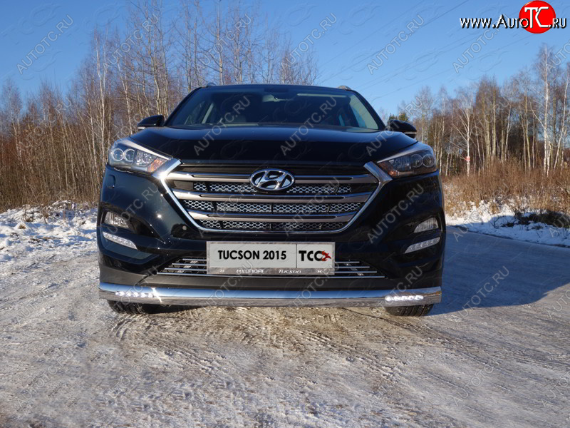 5 449 р. Декоративная вставка в бампер ТСС Тюнинг  Hyundai Tucson  TL (2015-2018) дорестайлинг (d 12 мм)  с доставкой в г. Таганрог