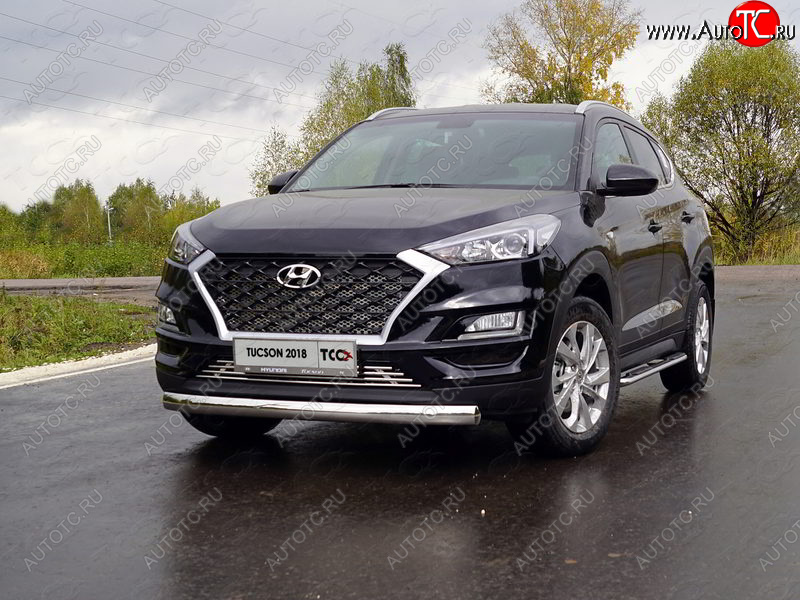 21 899 р. Защита переднего бампера овальная 75х42 мм ТСС Тюнинг  Hyundai Tucson  TL (2018-2021) рестайлинг (нержавейка)  с доставкой в г. Таганрог