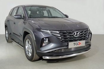 21 599 р. Защита переднего бампера нижняя d60,3 мм ТСС Тюнинг  Hyundai Tucson  NX4 (2020-2022) (нержавейка)  с доставкой в г. Таганрог. Увеличить фотографию 1