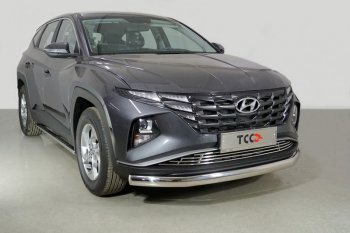 24 999 р. Защита переднего бампера нижняя овальная 75х42 мм ТСС Тюнинг  Hyundai Tucson  NX4 (2020-2022) (нержавейка)  с доставкой в г. Таганрог. Увеличить фотографию 1