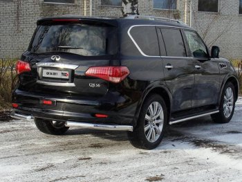 30 999 р. Защита задняя (уголки, нержавейка 76,1 мм) ТСС Тюнинг  INFINITI QX56  Z62 (2010-2013)  с доставкой в г. Таганрог. Увеличить фотографию 1