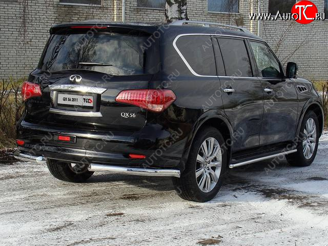 30 999 р. Защита задняя (уголки, нержавейка 76,1 мм) ТСС Тюнинг  INFINITI QX56  Z62 (2010-2013)  с доставкой в г. Таганрог