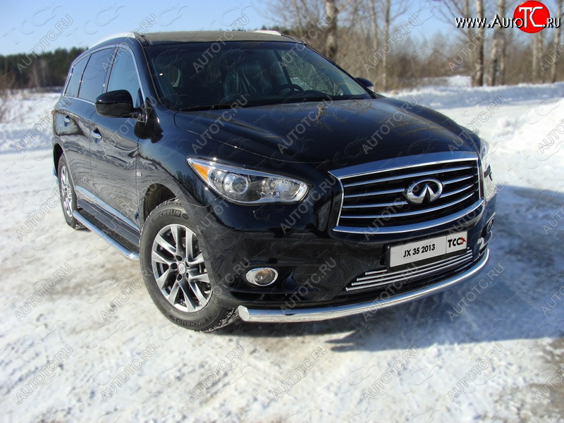 24 949 р. Защита переднего бампера нижняя 76,1 мм ТСС Тюнинг INFINITI QX60 L50 дорестайлинг (2013-2016) (нержавейка)  с доставкой в г. Таганрог