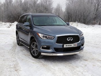 43 999 р. Защита передняя нижняя овальная с ДХО 75х42 мм ТСС Тюнинг  INFINITI QX60  L50 (2016-2021) рестайлинг (нержавейка)  с доставкой в г. Таганрог. Увеличить фотографию 1