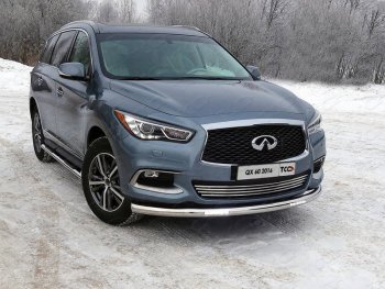 Защита переднего бампера нижняя с ДХО 76,1 мм ТСС Тюнинг INFINITI QX60 L50 рестайлинг (2016-2021)  (нержавейка)